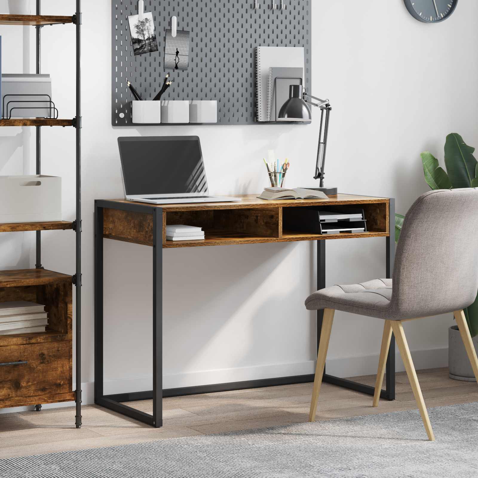 Birou Stejar fumuriu 100 x 50 x 75 cm Lemn compozit — imaginea 2