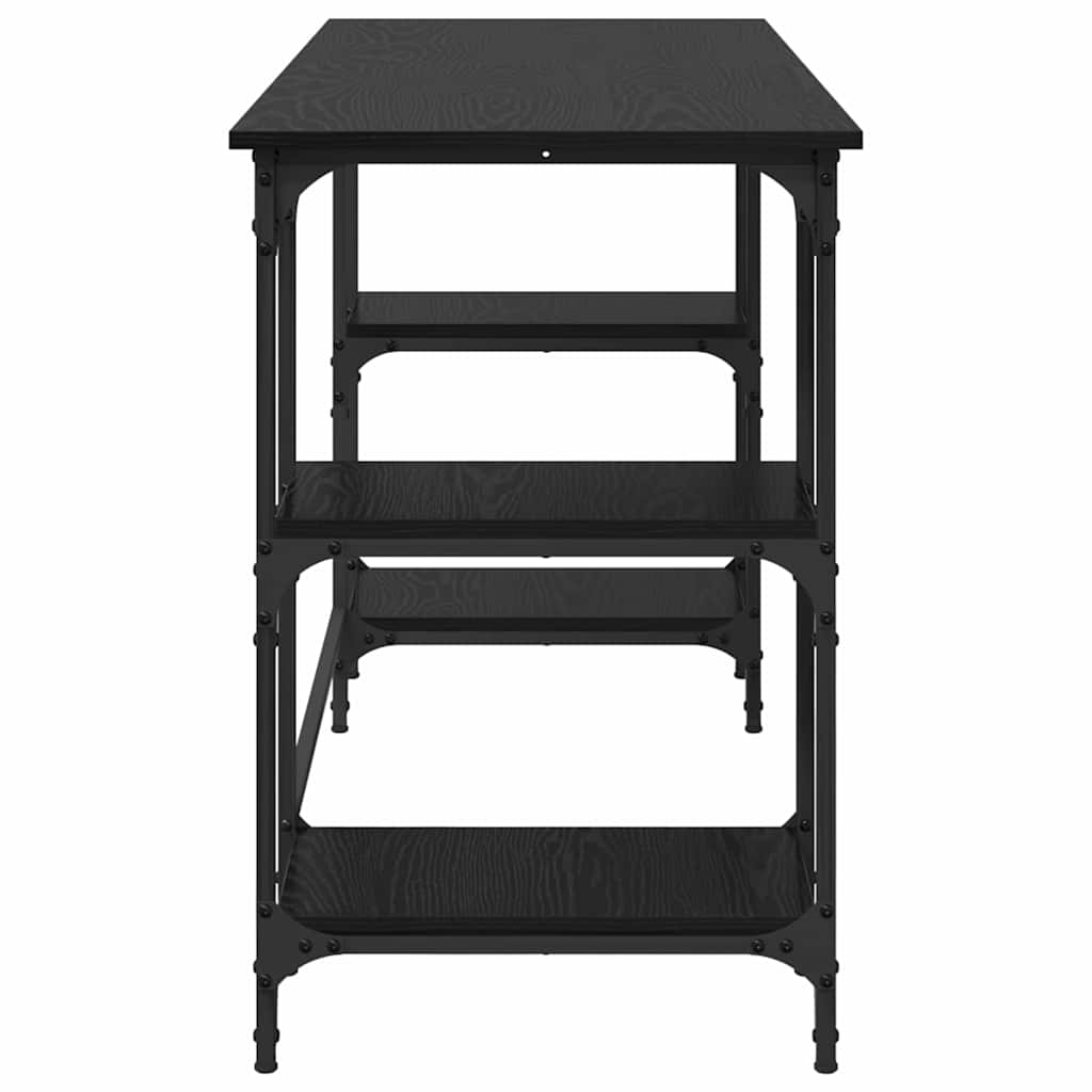 Birou cu raft Stejar Negru 140 x 50 x 75 cm Lemn compozit — imaginea 7