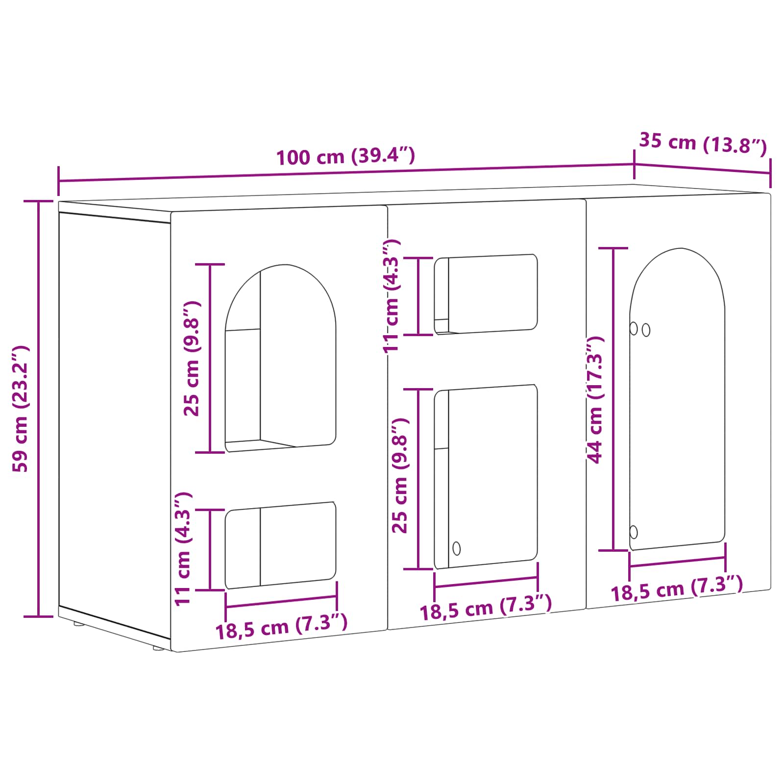 Bufet Alb lucios 100 x 35 x 59 cm Lemn compozit — imaginea 12