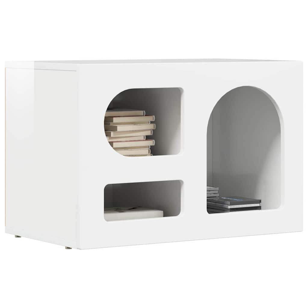 Cabinet TV Alb lucios 60 x 35 x 40 cm Lemn compozit — imaginea 4