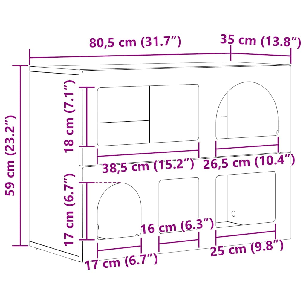 Bufet Stejar Sonoma 80.5 x 35 x 59 cm Lemn compozit — imaginea 12