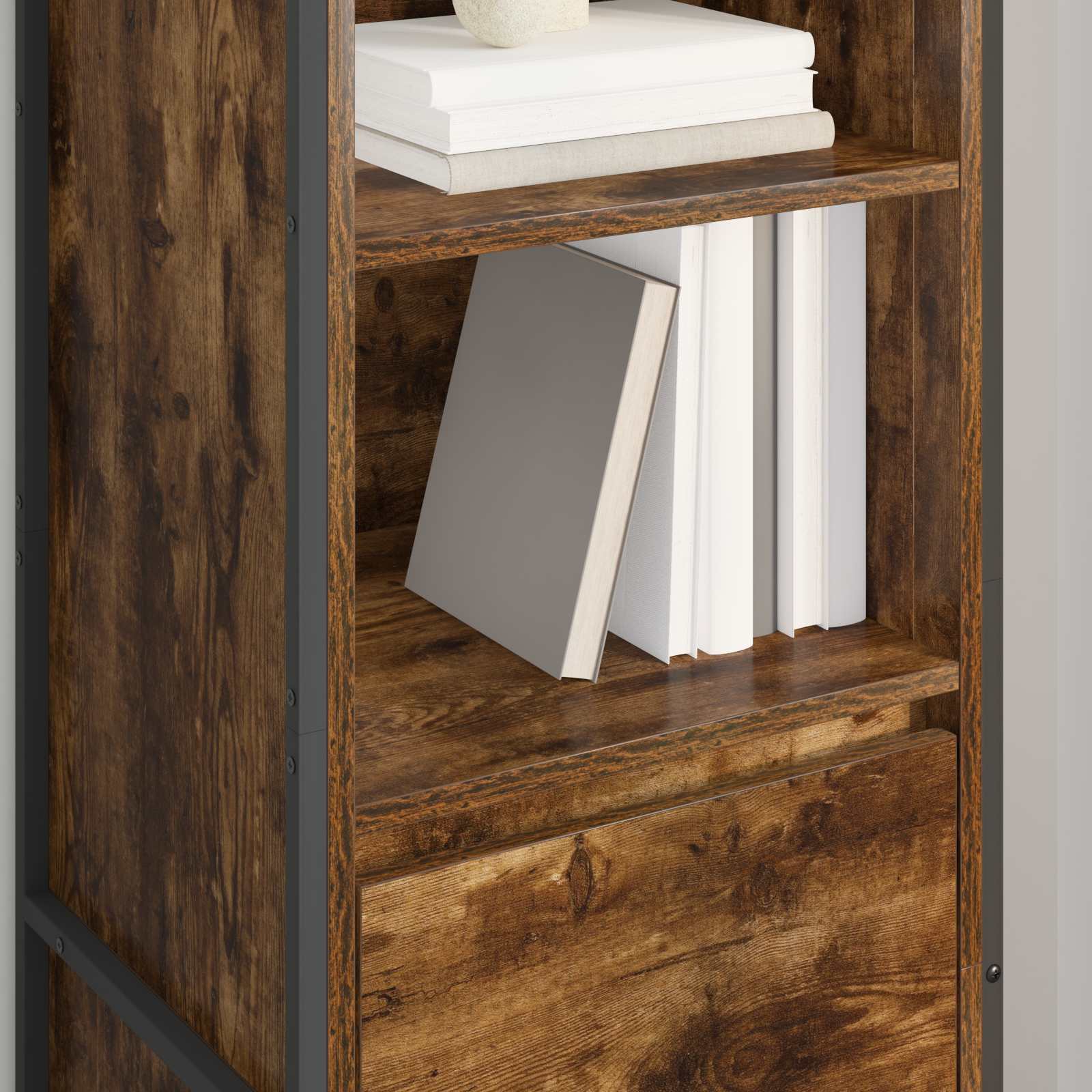 Dulap pentru carti cu sertar Stejar fumuriu 43 x 36 x 150.5 cm — imaginea 4