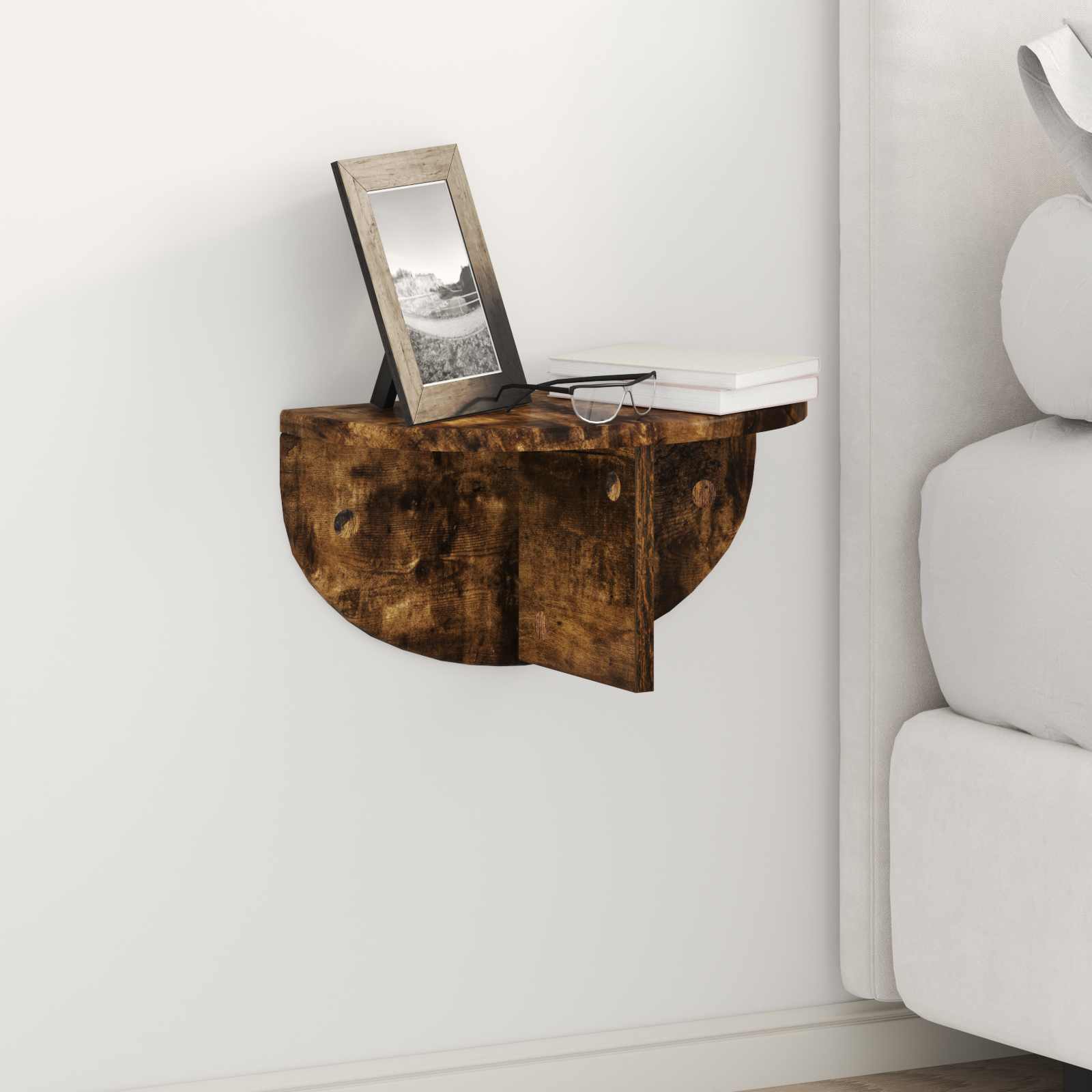 Raft de perete Pe perete 2 pcs Stejar fumuriu 38 x 19 x 19 cm — imaginea 2