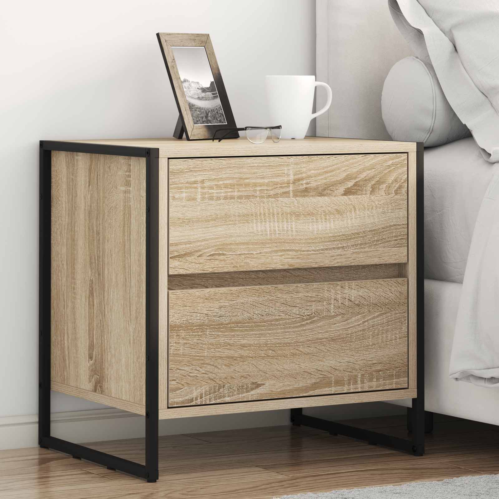 Noptiera cu sertar 2 pcs Sonoma 50 x 39.5 x 50 cm Lemn compozit — imaginea 2