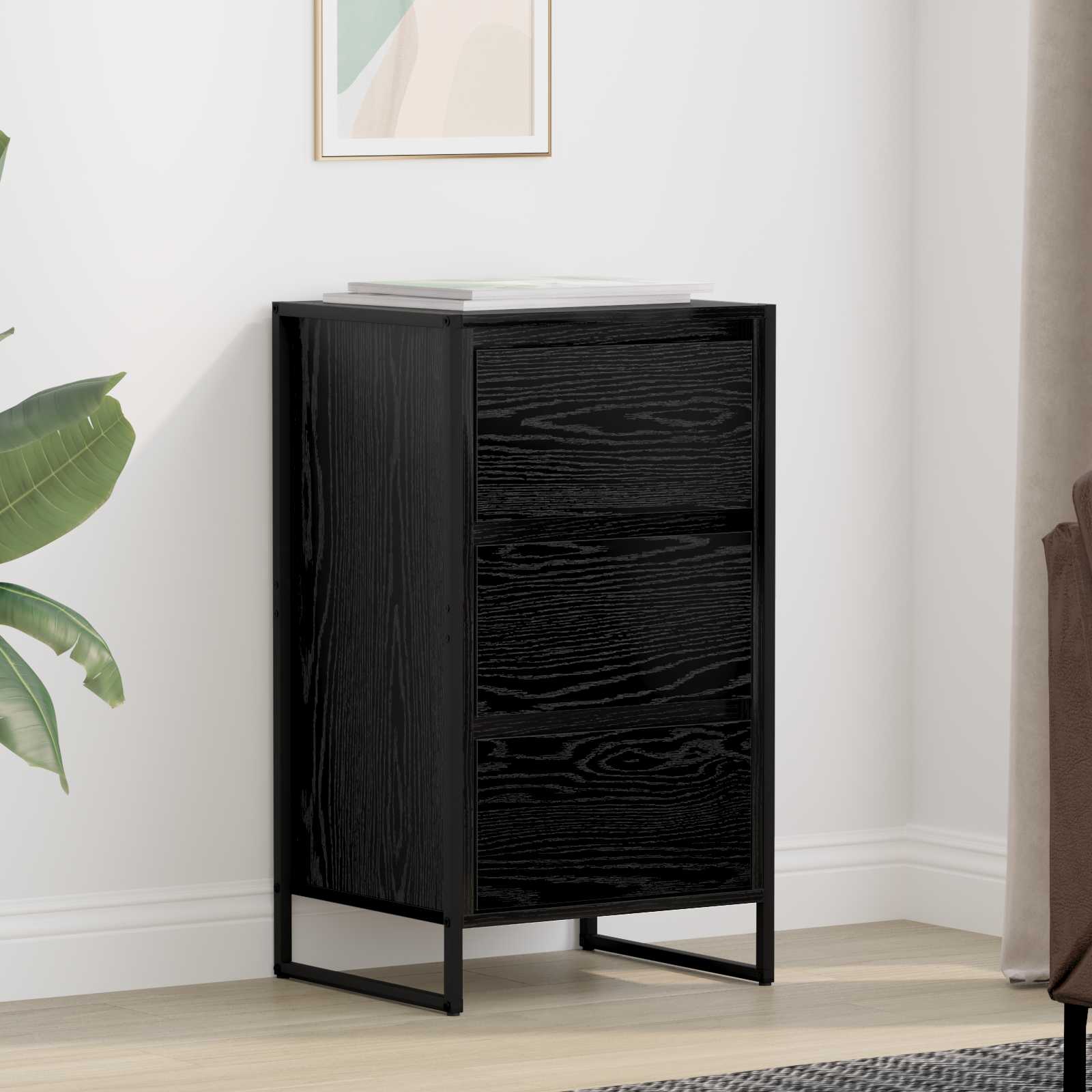 Bufet cu sertar Stejar Negru 42 x 36 x 75.5 cm Lemn compozit — imaginea 2