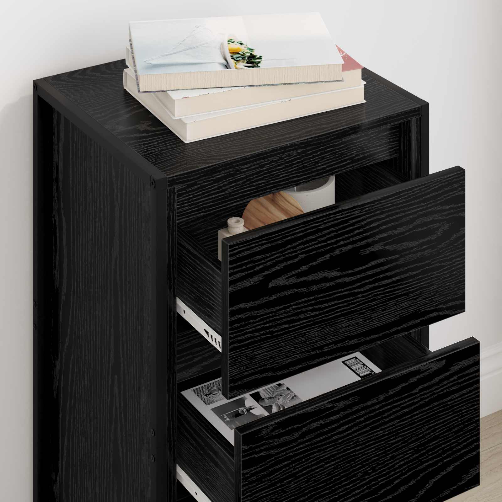 Bufet cu sertar Stejar Negru 42 x 36 x 75.5 cm Lemn compozit — imaginea 4