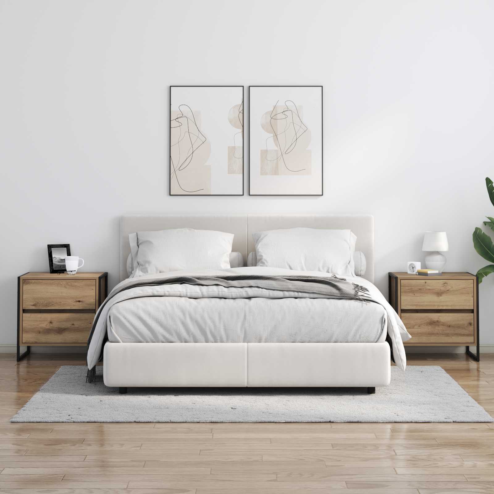 Noptiera 2 pcs Stejar artizanal 50 x 39.5 x 50 cm Lemn compozit — imaginea 4