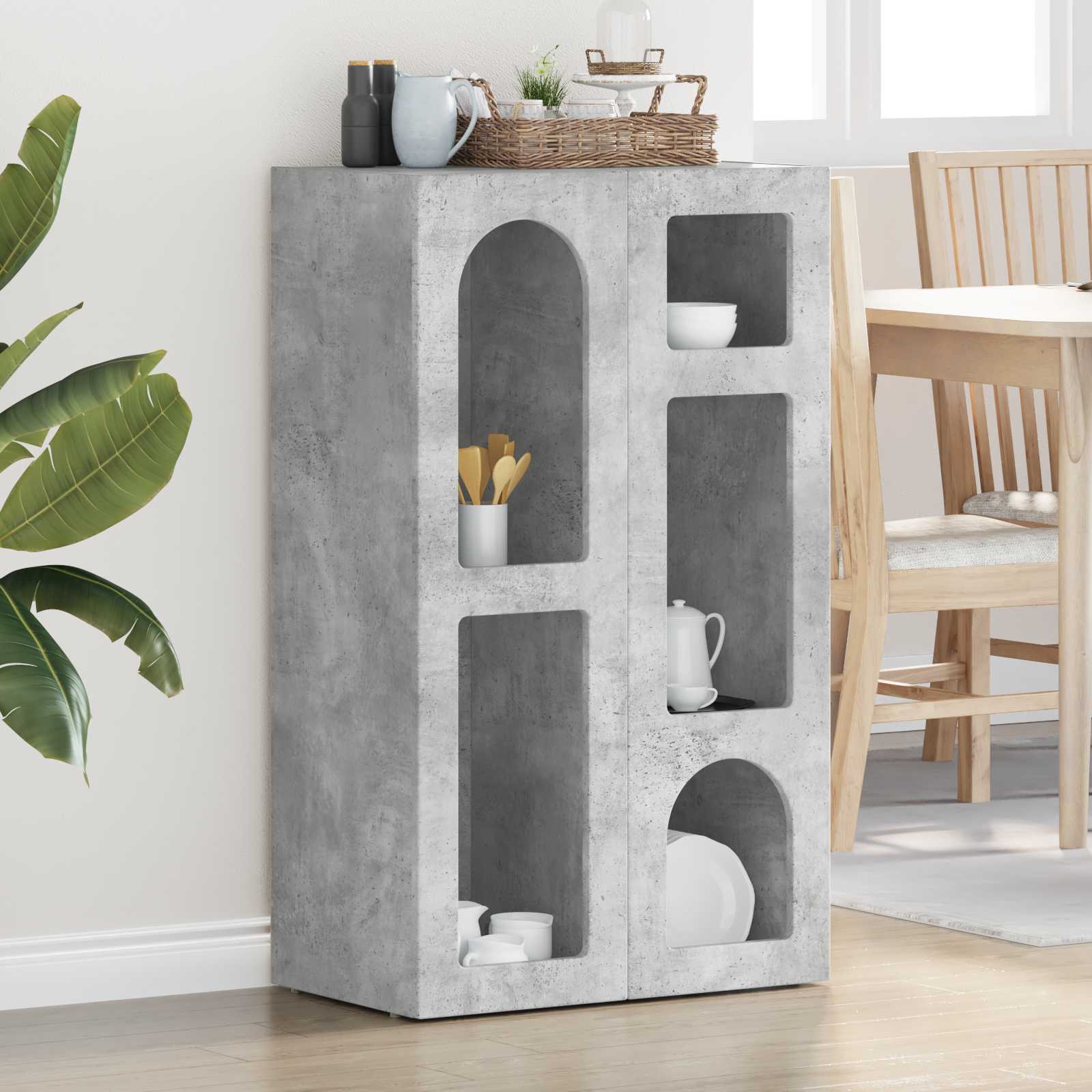Bufet Gri din beton 59 x 35 x 100,5 cm Lemn compozit — imaginea 2