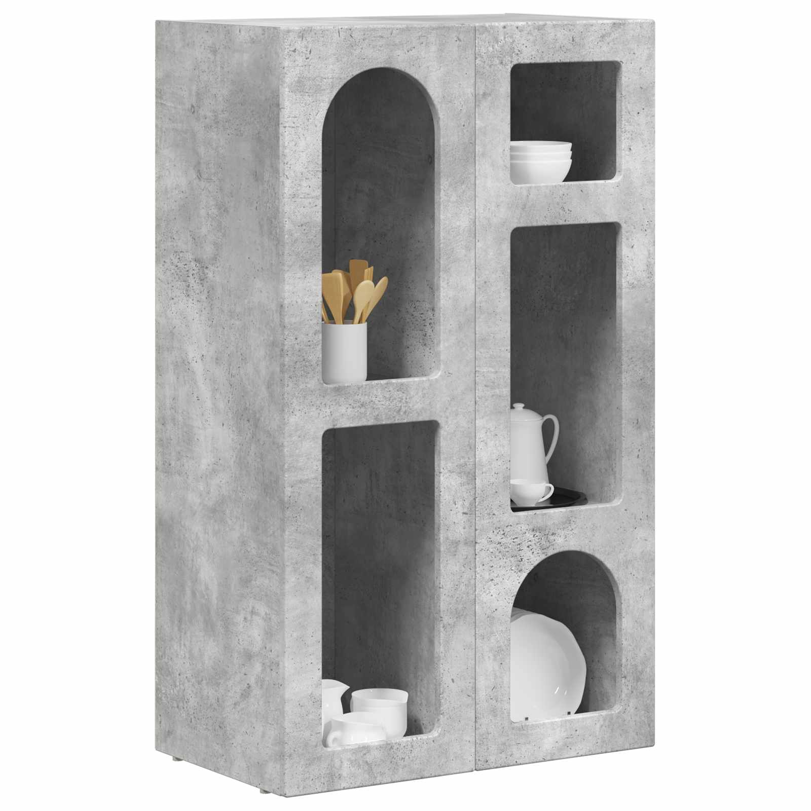 Bufet Gri din beton 59 x 35 x 100,5 cm Lemn compozit — imaginea 3