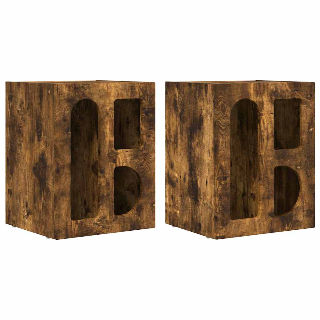 Noptiera 2 pcs Stejar fumuriu 40 x 35 x 50 cm Lemn compozit