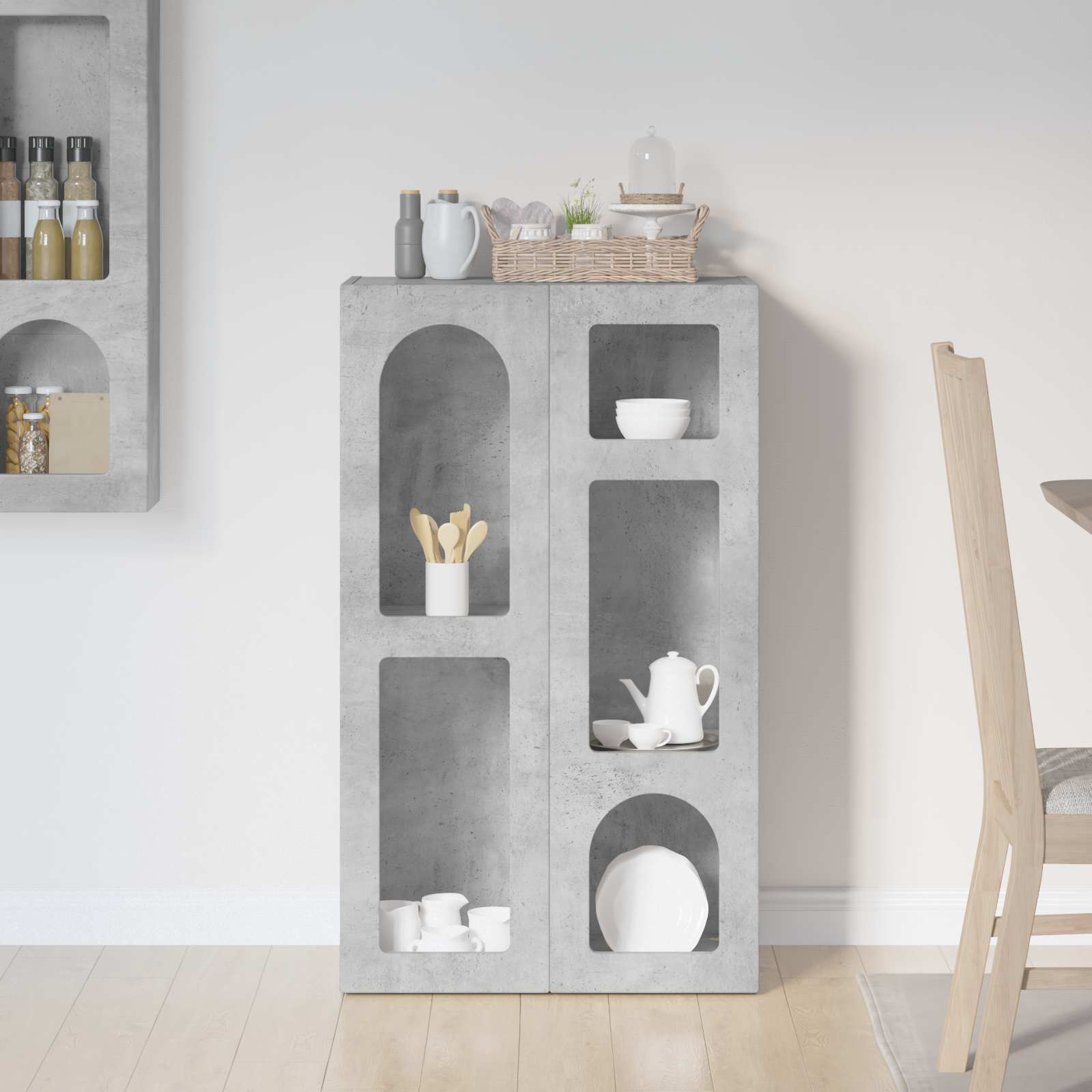 Bufet Gri din beton 59 x 35 x 100,5 cm Lemn compozit — imaginea 4