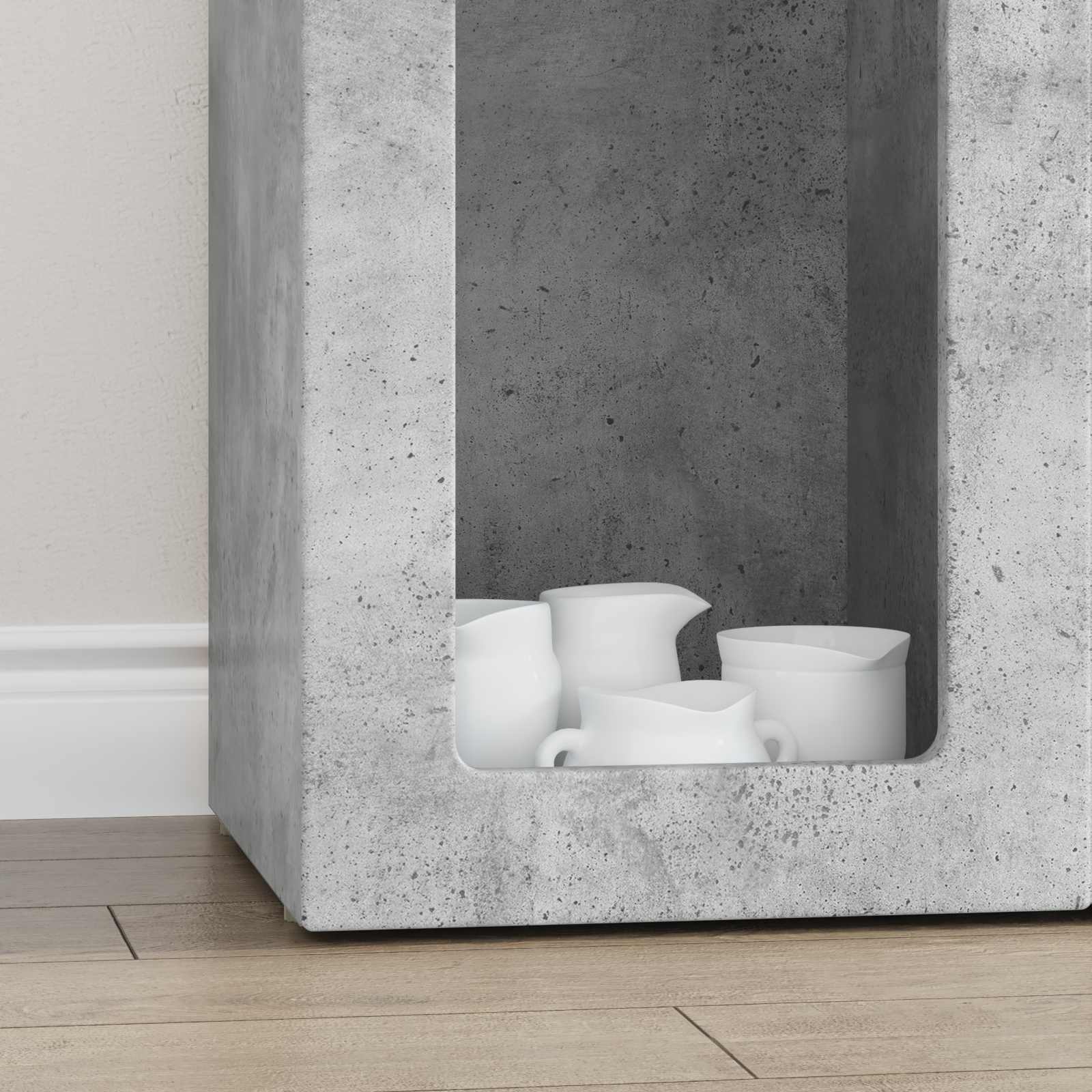 Bufet Gri din beton 59 x 35 x 100,5 cm Lemn compozit — imaginea 5