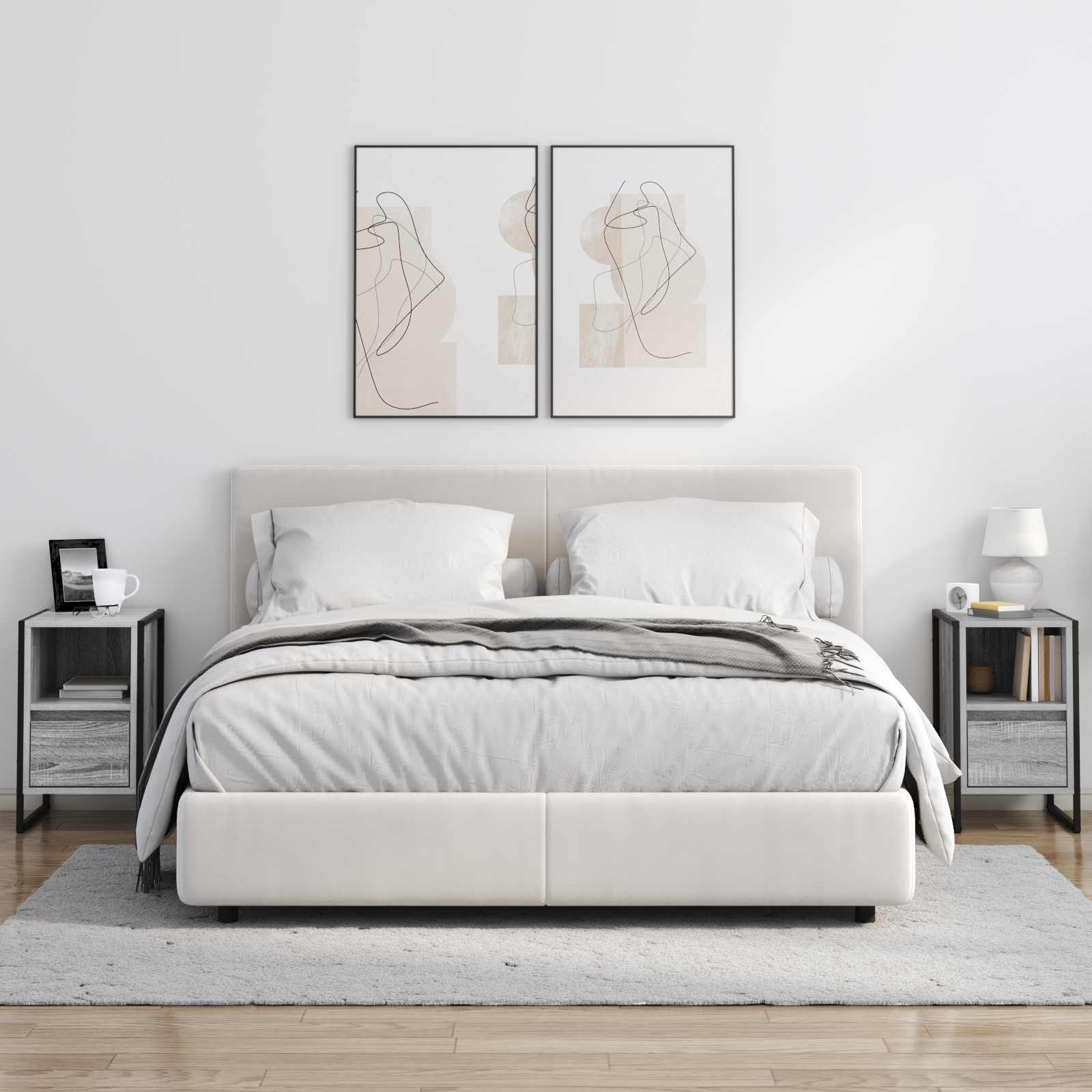 Noptiera 2 pcs Gri Sonoma 39,5 x 30 x 50 cm Lemn compozit — imaginea 4
