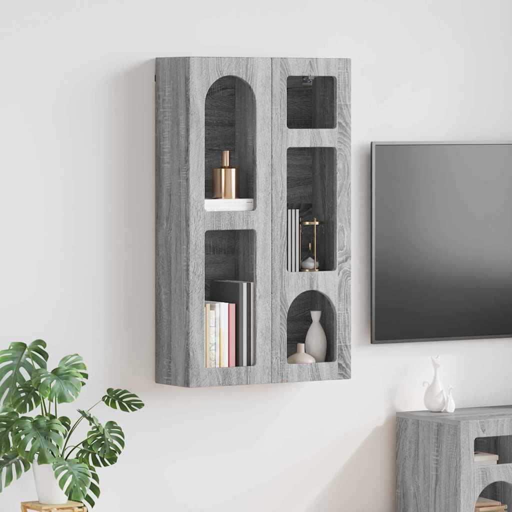 Dulap suspendat Gri Sonoma 59 x 20 x 100 cm Lemn compozit — imaginea 2