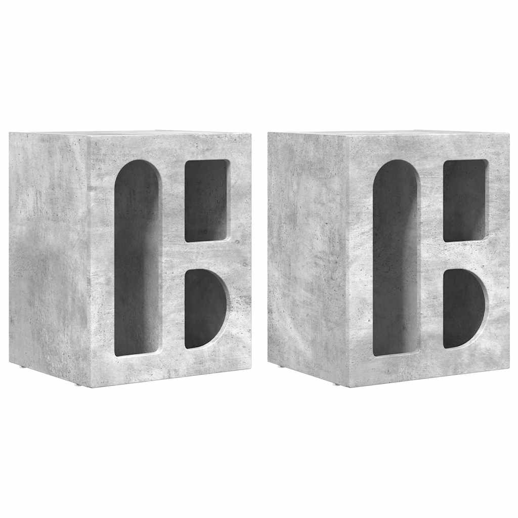 Noptiera 2 pcs Gri din beton 40 x 35 x 50 cm Lemn compozit