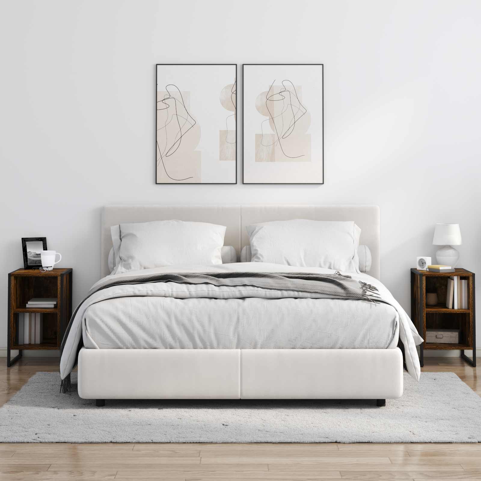 Noptiera Stejar Fumuriu 39.5 x 30 x 50 cm Lemn compozit — imaginea 4