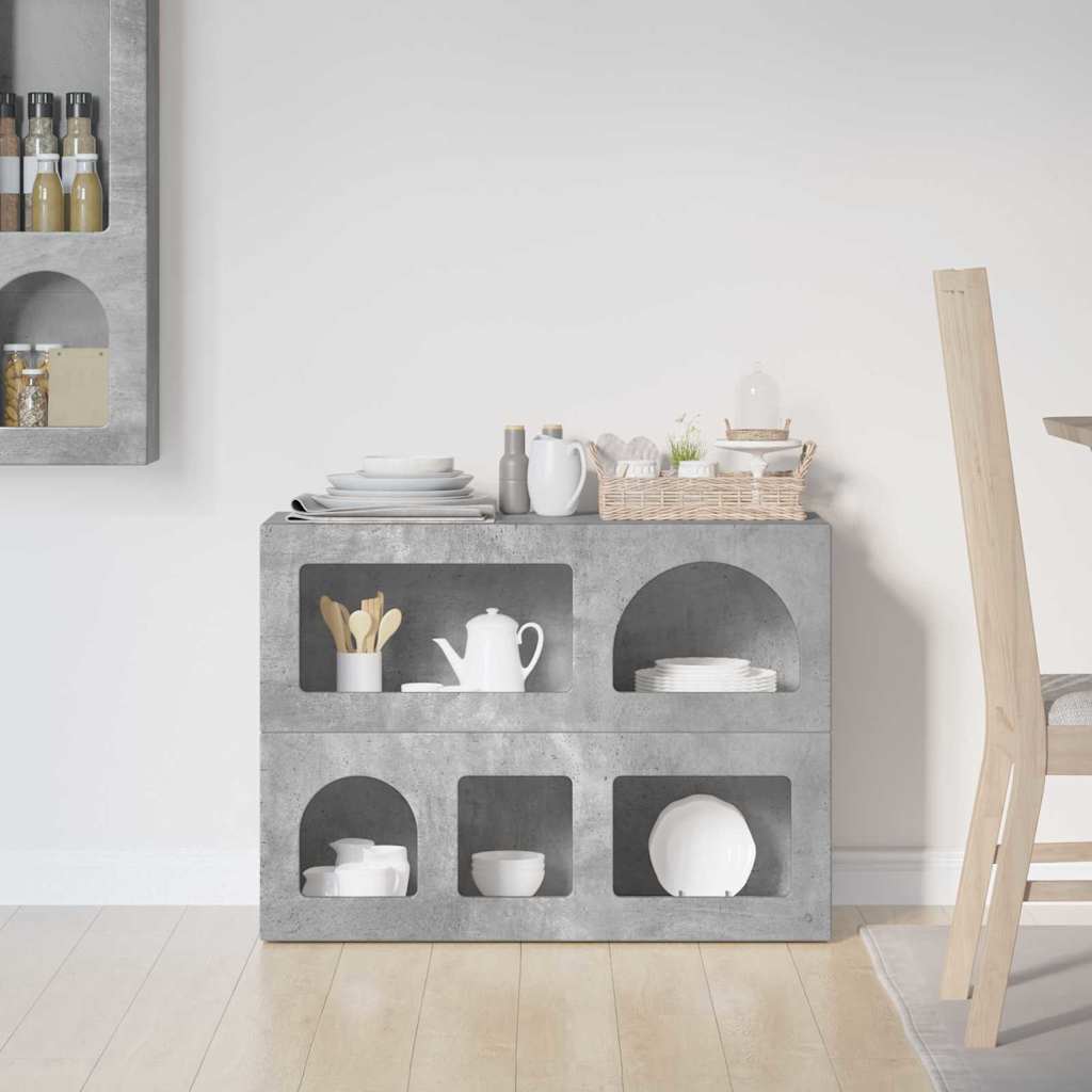 Bufet Gri din beton 80.5 x 35 x 59 cm Lemn compozit — imaginea 5