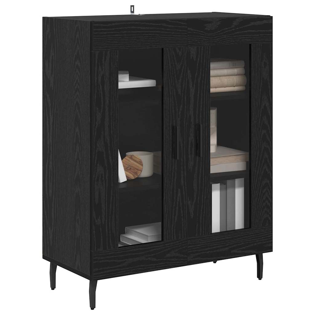 Bufet Stejar Negru 69,5 x 34 x 90 cm Lemn compozit — imaginea 4