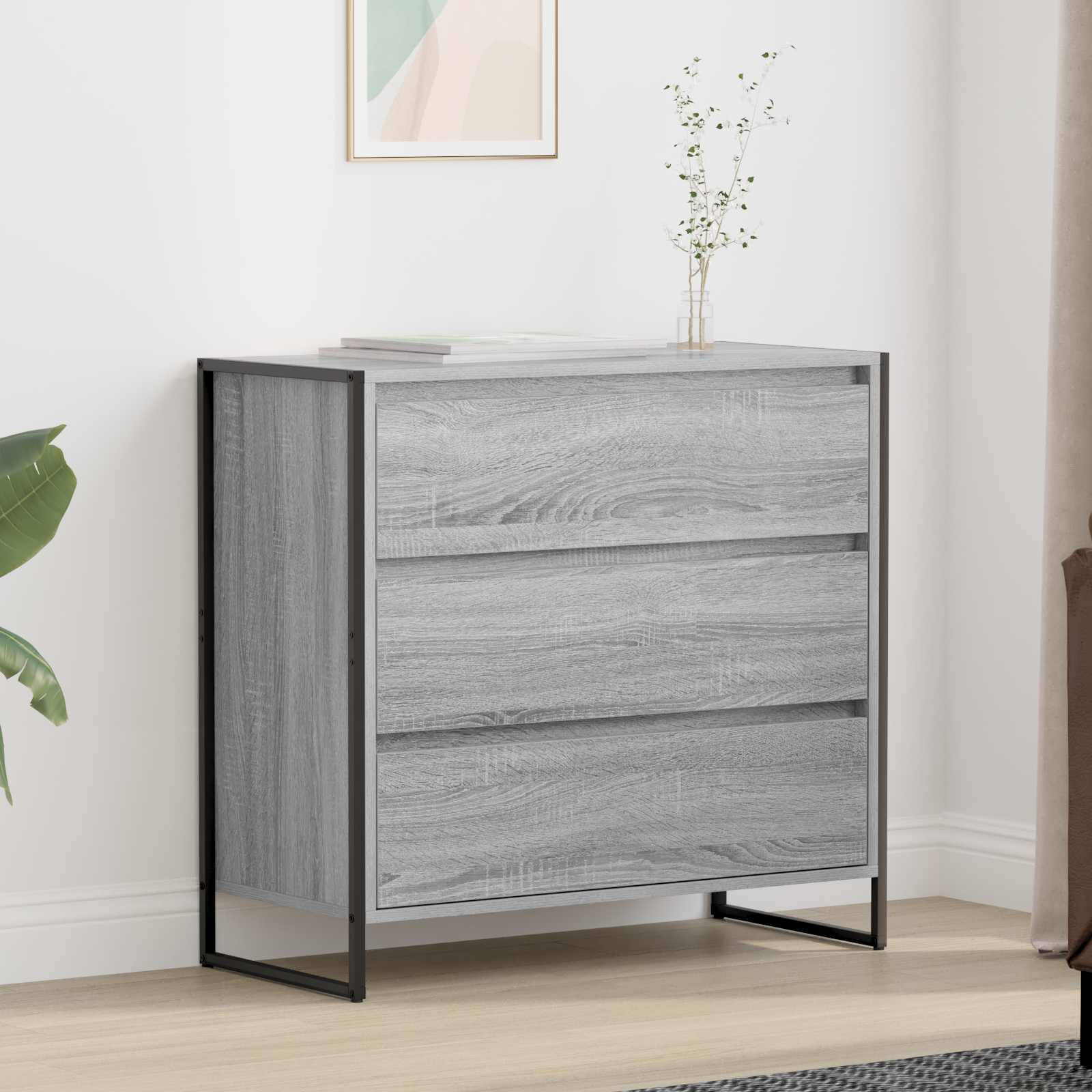 Bufet cu sertar Gri Sonoma 79 x 36 x 75.5 cm Lemn compozit — imaginea 2