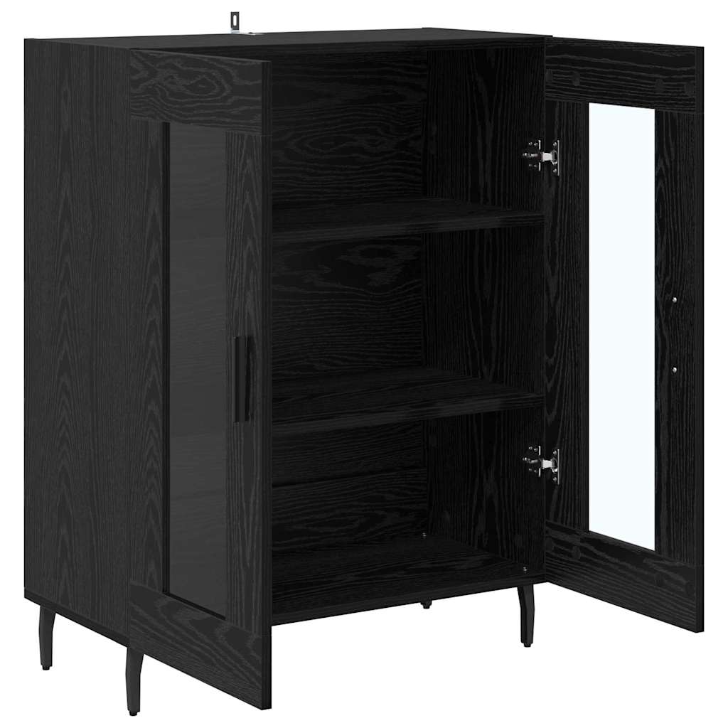 Bufet Stejar Negru 69,5 x 34 x 90 cm Lemn compozit — imaginea 6
