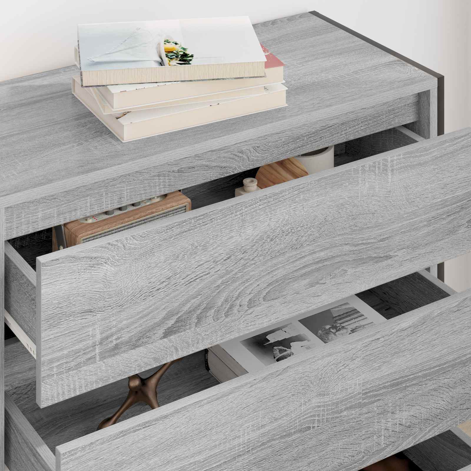 Bufet cu sertar Gri Sonoma 79 x 36 x 75.5 cm Lemn compozit — imaginea 4