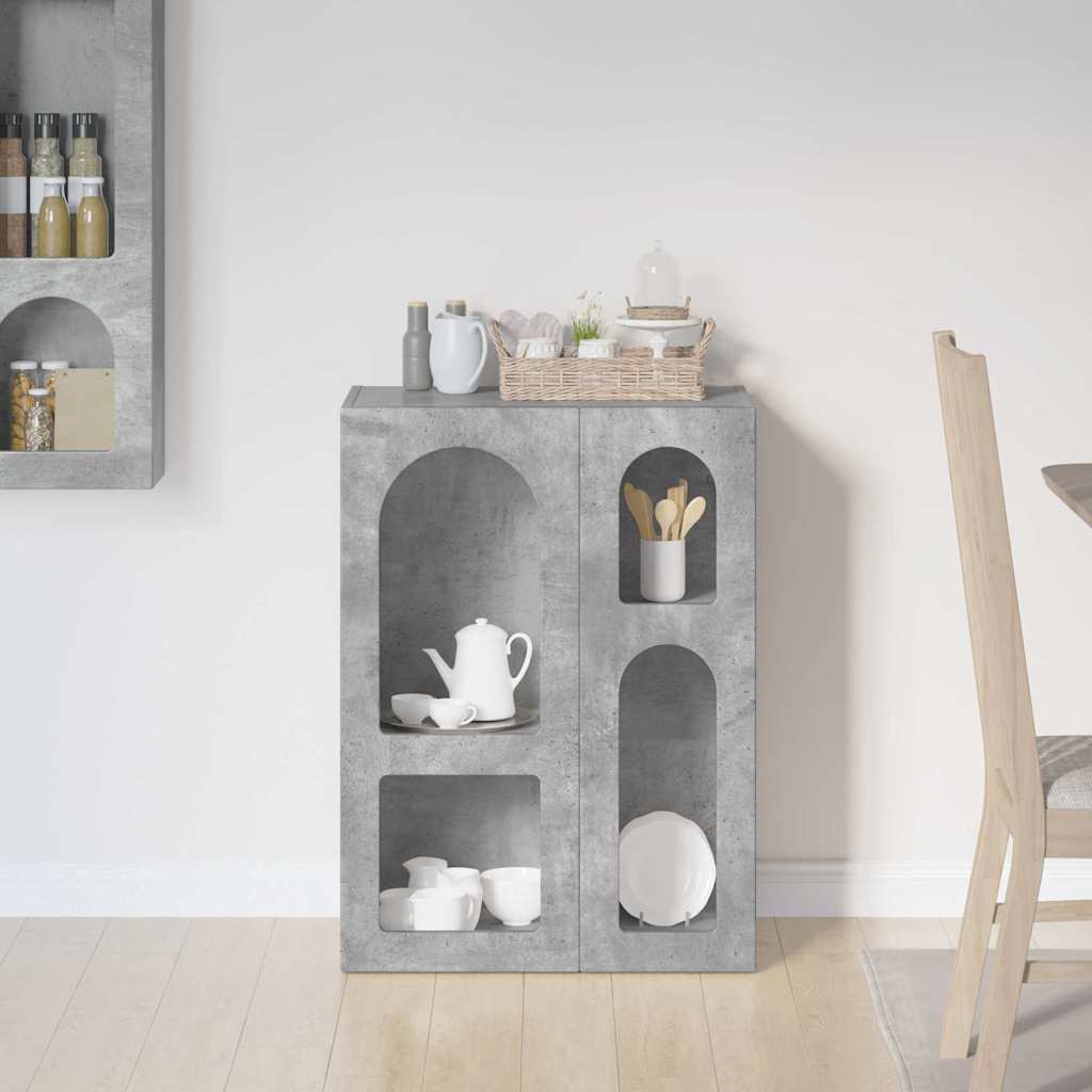 Bufet Gri din beton 59 x 35 x 80.5 cm Lemn compozit — imaginea 5