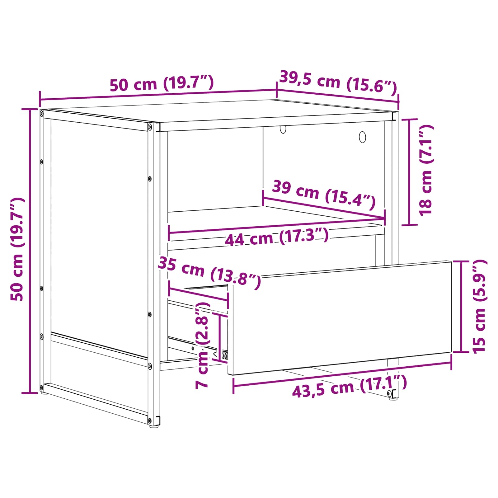 Noptiera 2 pcs Stejar fumuriu 50 x 39,5 x 50 cm Lemn compozit — imaginea 13