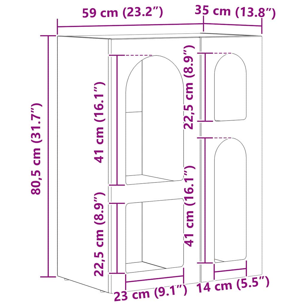 Bufet Stejar fumuriu 59 x 35 x 80.5 cm Lemn compozit — imaginea 12