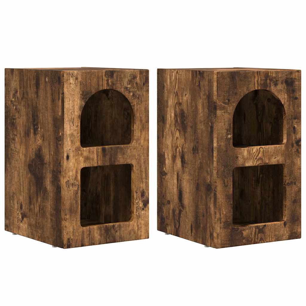 Noptiera 2 pcs Stejar fumuriu 29.5 x 35 x 50 cm Lemn compozit