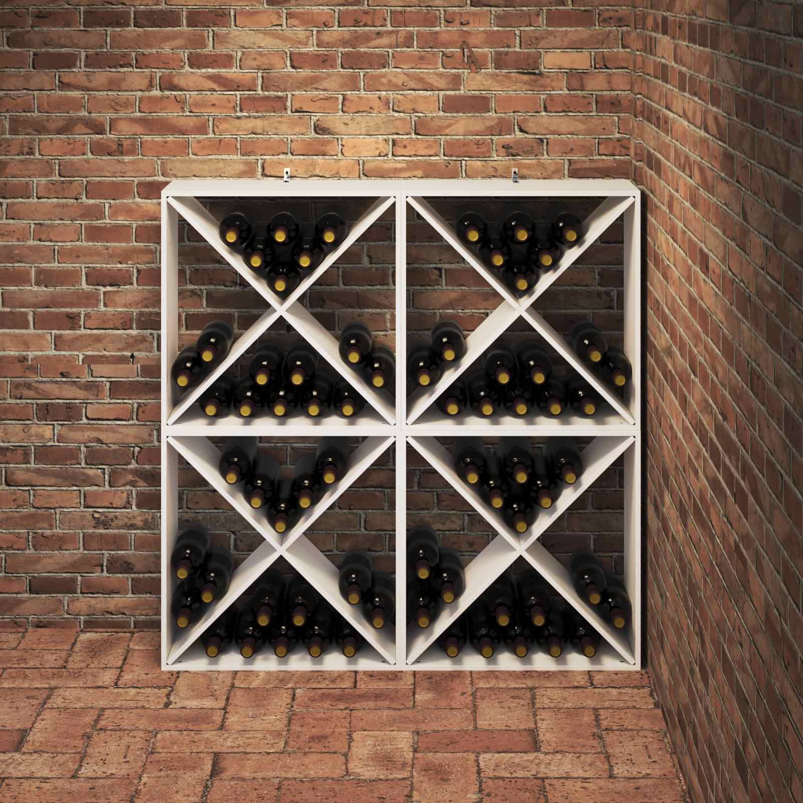 Raft pentru vin 4 pcs Alb 62 x 25 x 62 cm Lemn de pin masiv — imaginea 4