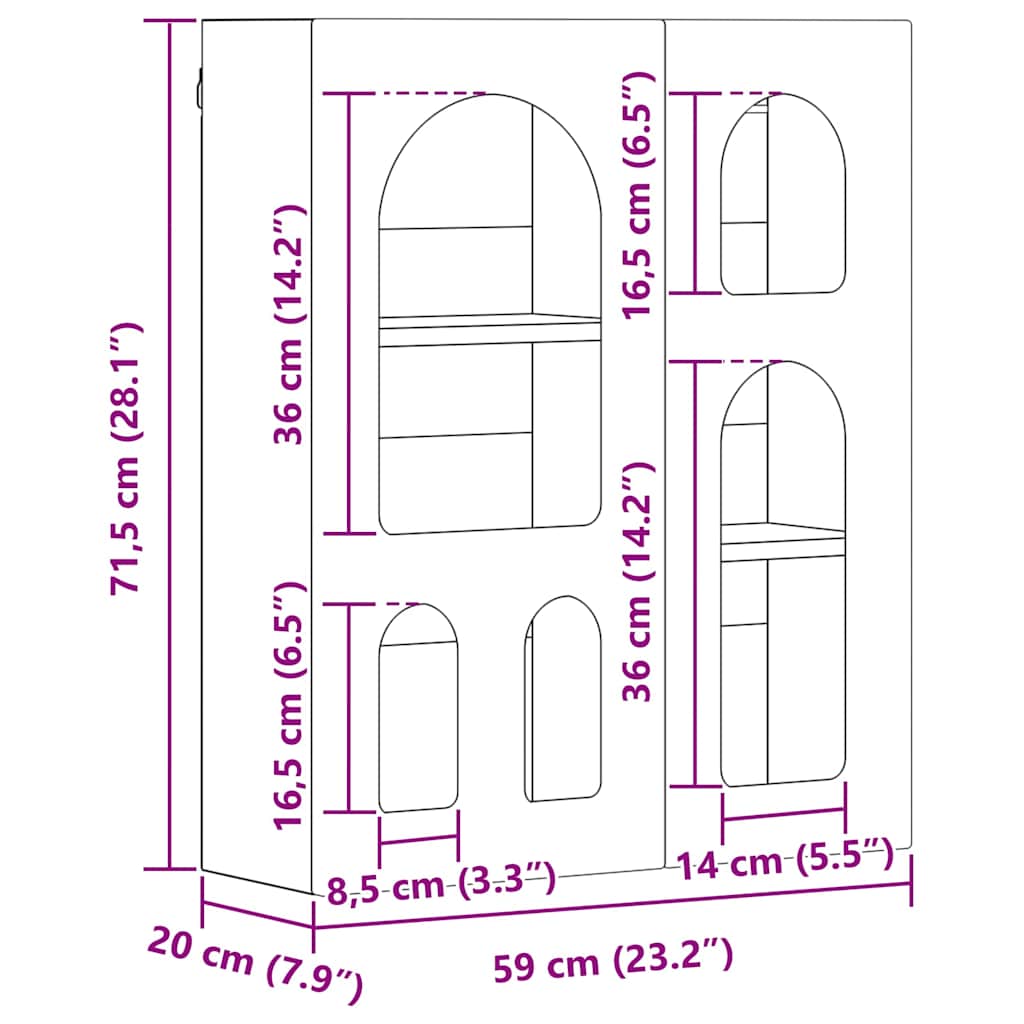 Dulap suspendat Stejar Sonoma 59 x 20 x 71.5 cm Lemn compozit — imaginea 11