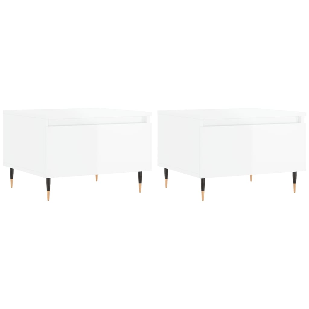 Mese de cafea 2 buc. alb extralucios 50x46x35 cm lemn compozit