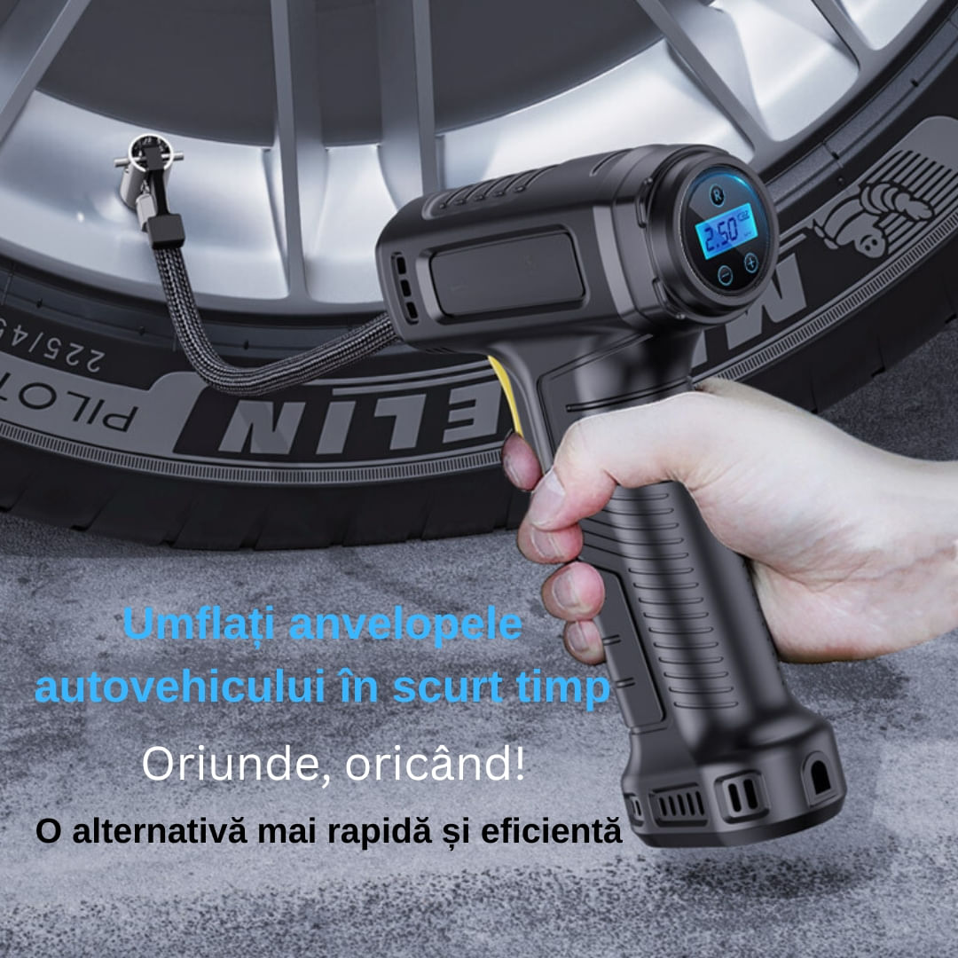 Pompa de aer electrica, Afisaj Digital, Oprire automata, Lanterna LED, Multifunctionala, 100W, Manometru, Negru — imaginea 8