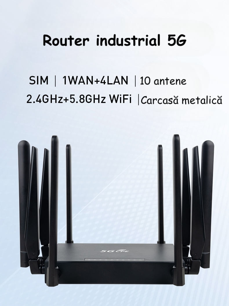 Router ambrasmart 5G CPE Dual-Band Wi-Fi, SIM Card Plug-in, Conexiune Rapida si Stabila pentru intreaga familie, Negru