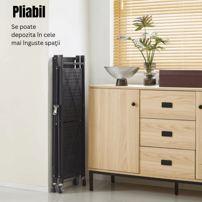Raft de Bucatarie, Dormitor, Baie Living, Metalic, Roti, 4 Polite, montaj prin clipsare, Pliabil, 72 X 38 X 126 cm — imaginea 2