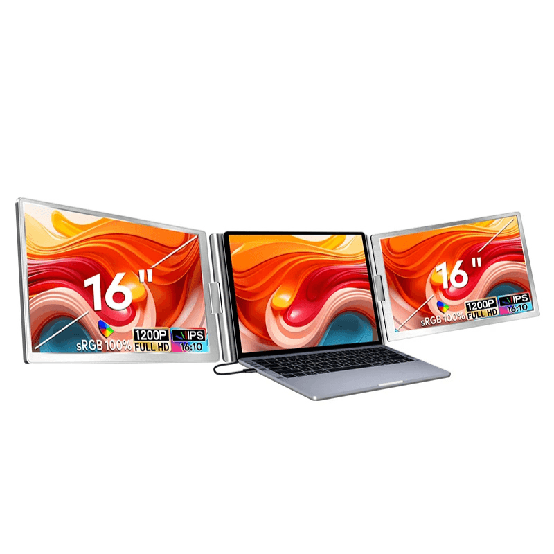 Monitor LED portabil pentru laptop, 16 inch, FullHD, compatibil cu display 12 -18.5 inch, Windows, Apple M1, M2, M3 chip