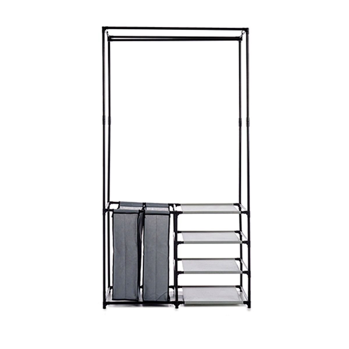 Dulap dublu pentru haine cu cos de rufe inclus, 87 x 43,5 x 163,5cm, Negru — imaginea 2