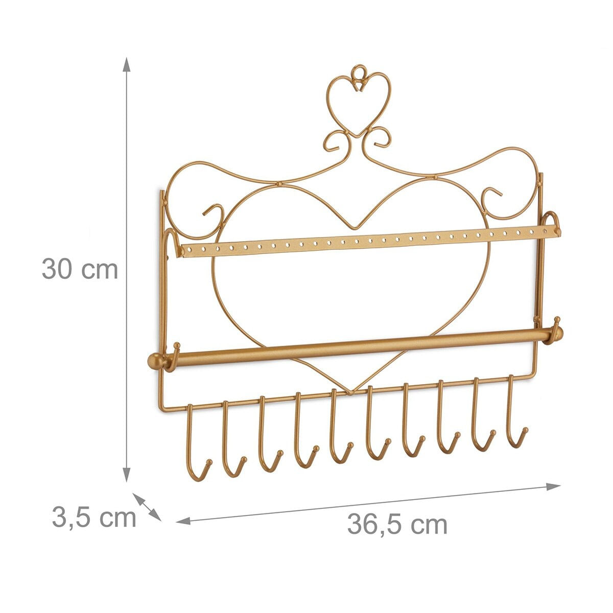 Organizator bijuterii, Metal, Auriu, 30 x 36.5 x 3.5 cm — imaginea 6