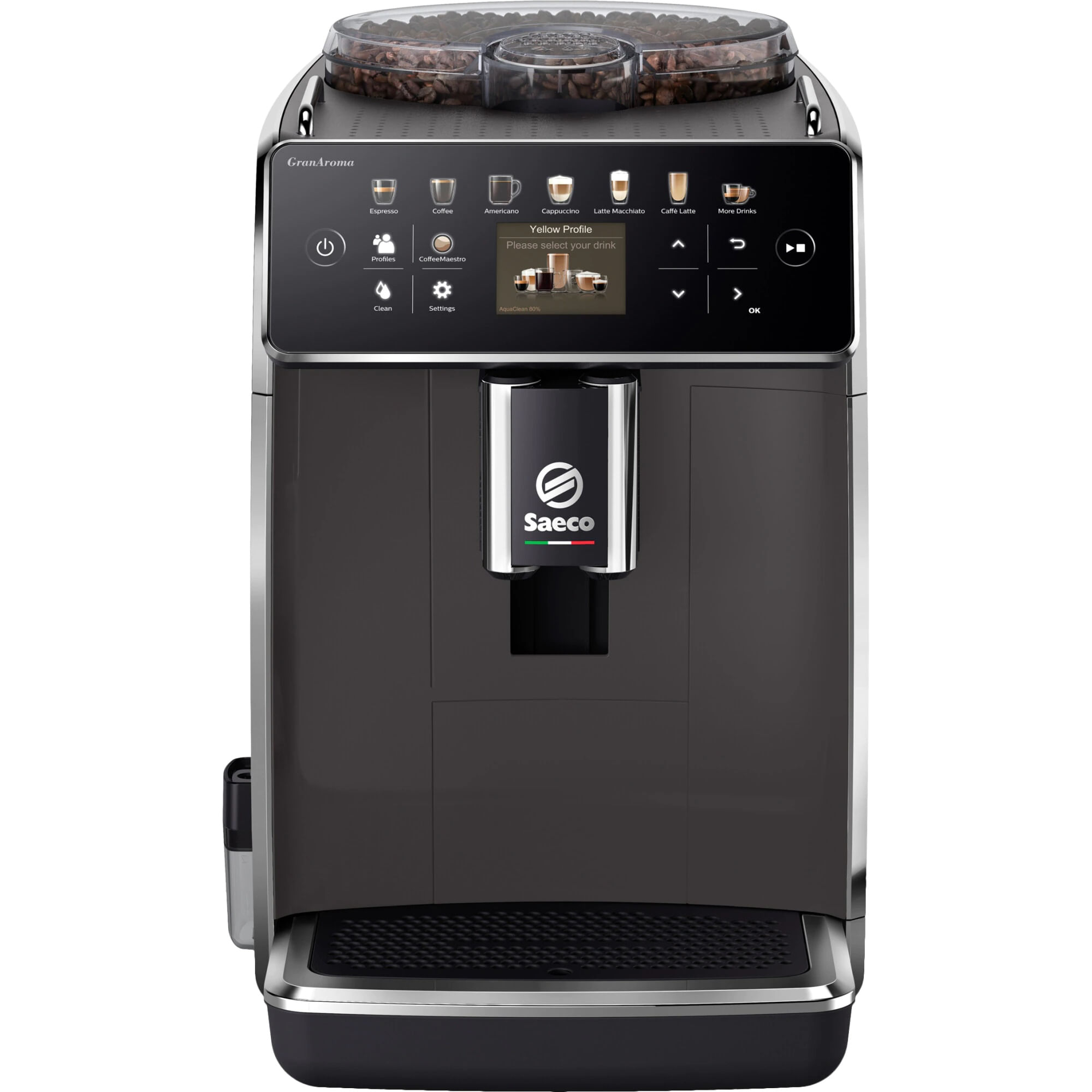 Espressor automat Saeco GranAroma SM6580/10, sistem de lapte Latte Duo, 14 bauturi, 15 bar, ecran TFT color, 4 profiluri