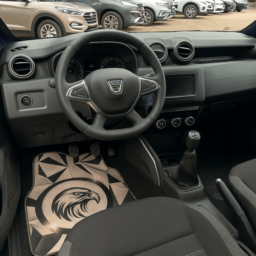 Covorase auto universale DECOMAT 3D – set 4 bucati cu design vultur, lavabile, antiderapante