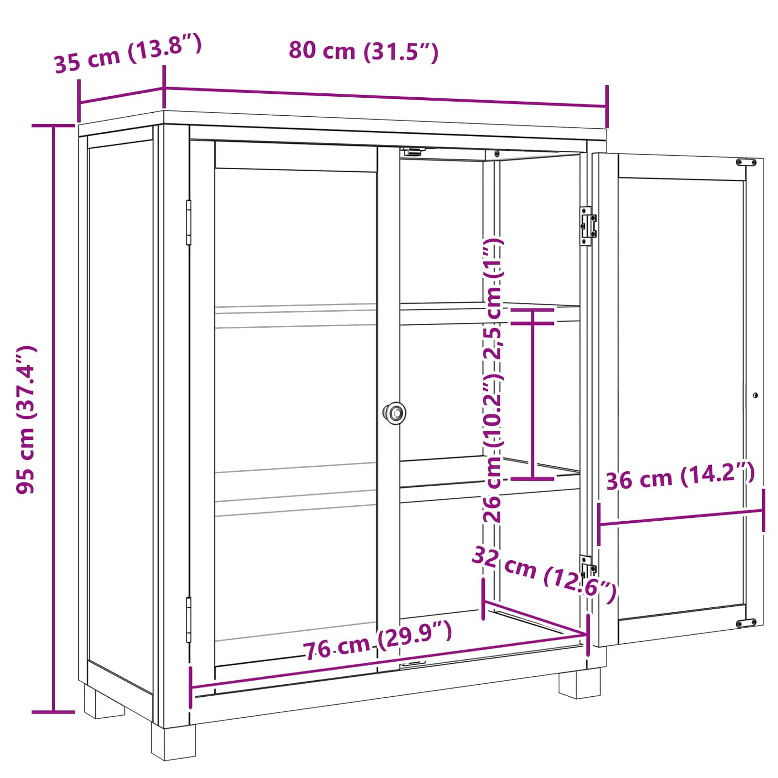 Dulap cu raft cu depozitare Maro 80 x 35 x 95 cm Lemn compozit — imaginea 9