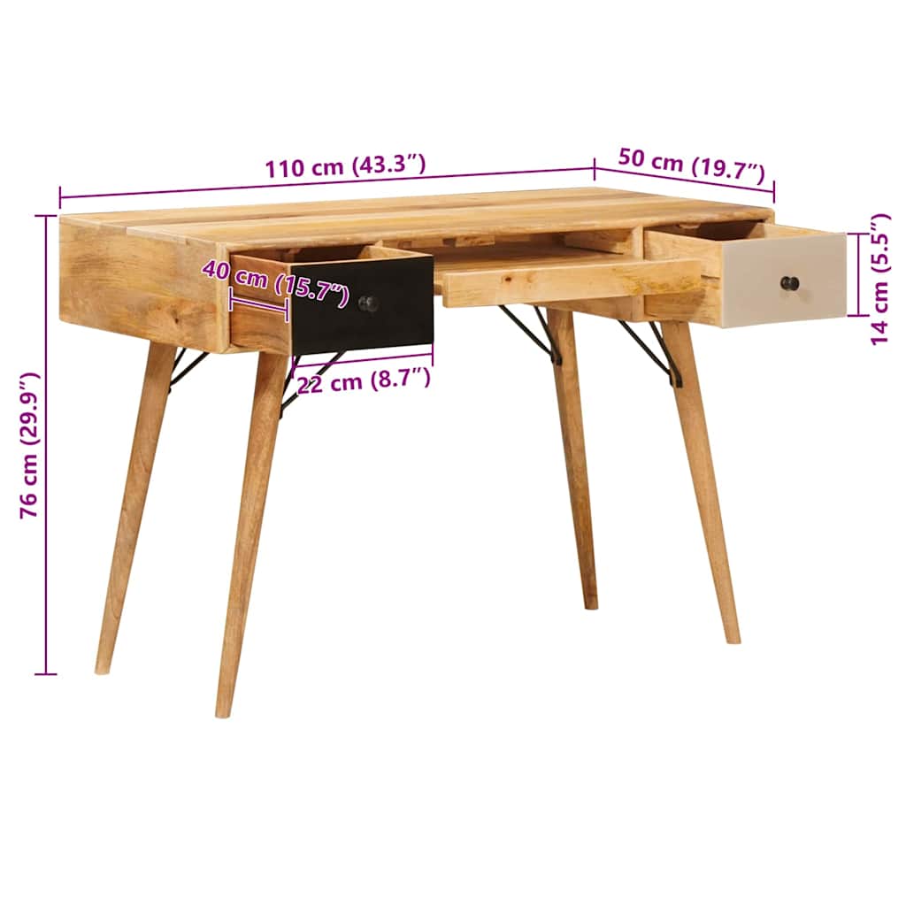 Masa de scris Maro 110 x 55 x 76 cm Lemn de mango solid — imaginea 13