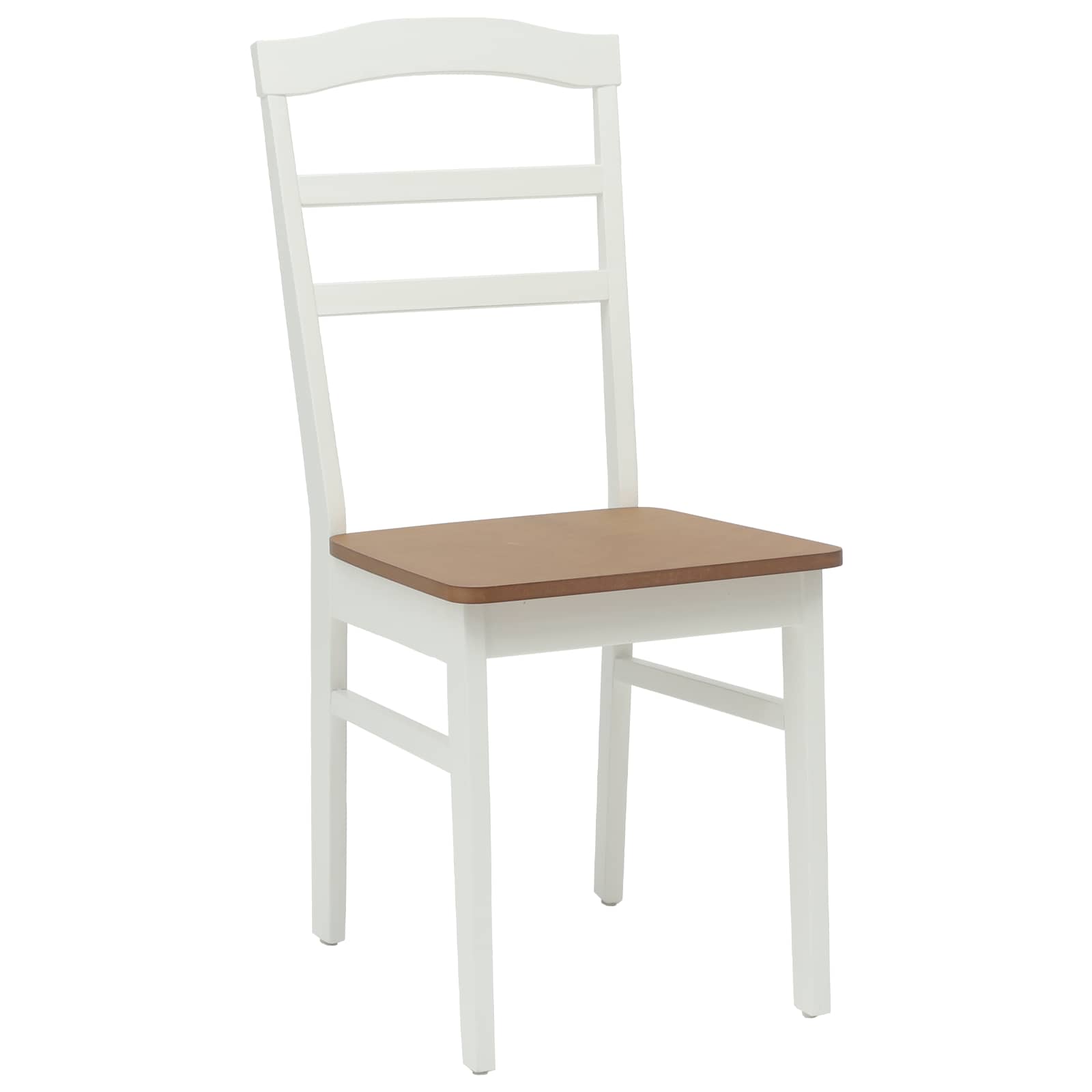 Scaun de sufragerie 2 pcs Alb si Natural Lemn Solid de Cauciuc — imaginea 4