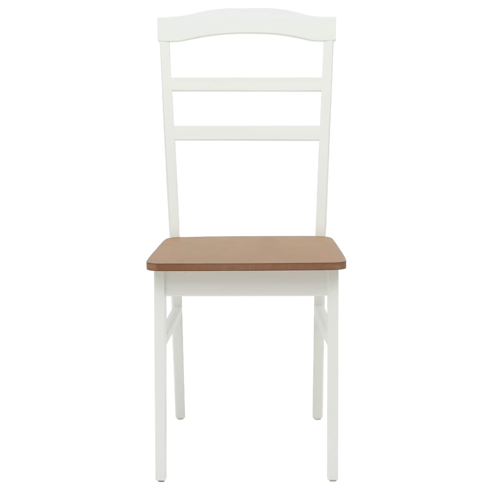 Scaun de sufragerie 2 pcs Alb si Natural Lemn Solid de Cauciuc — imaginea 5