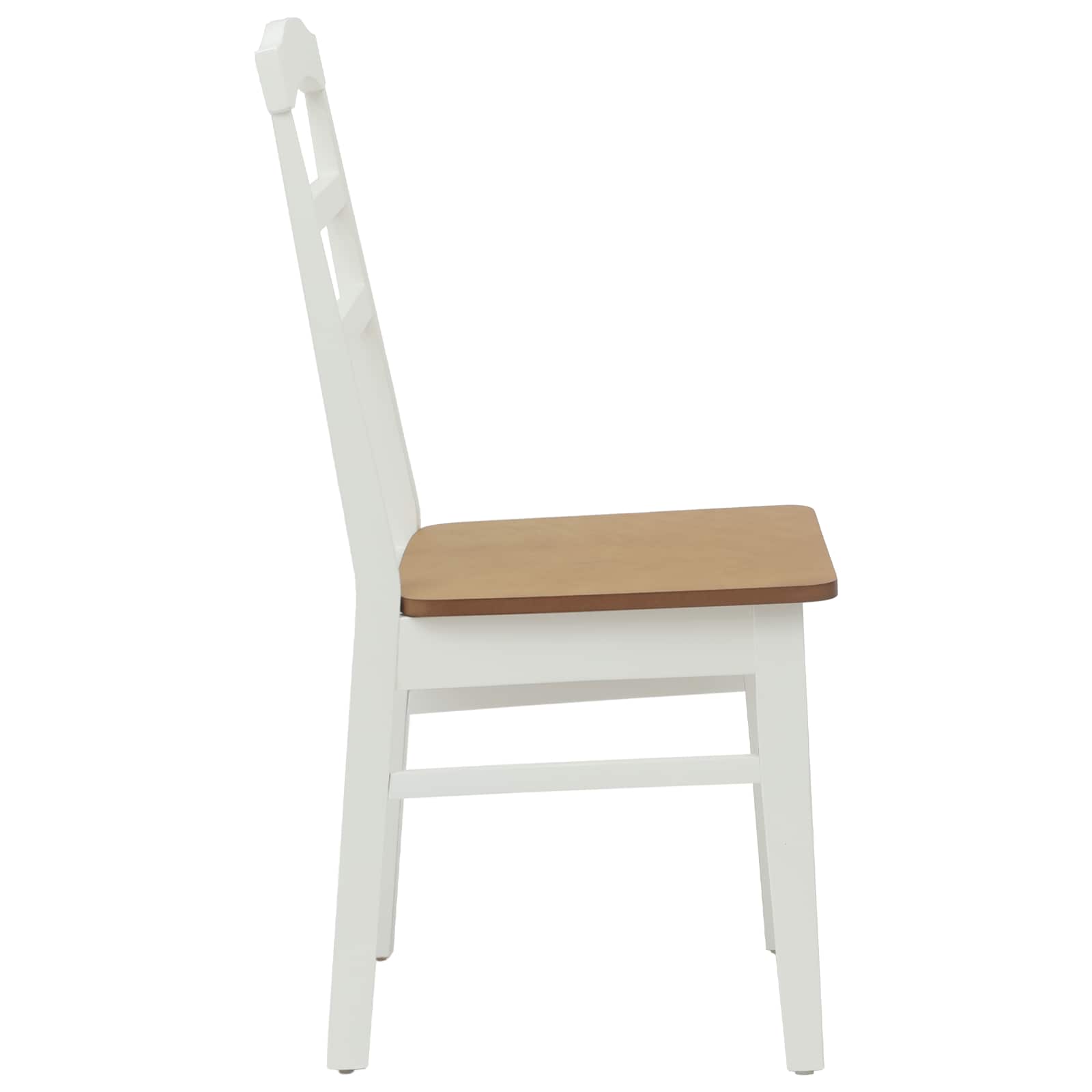 Scaun de sufragerie 2 pcs Alb si Natural Lemn Solid de Cauciuc — imaginea 6