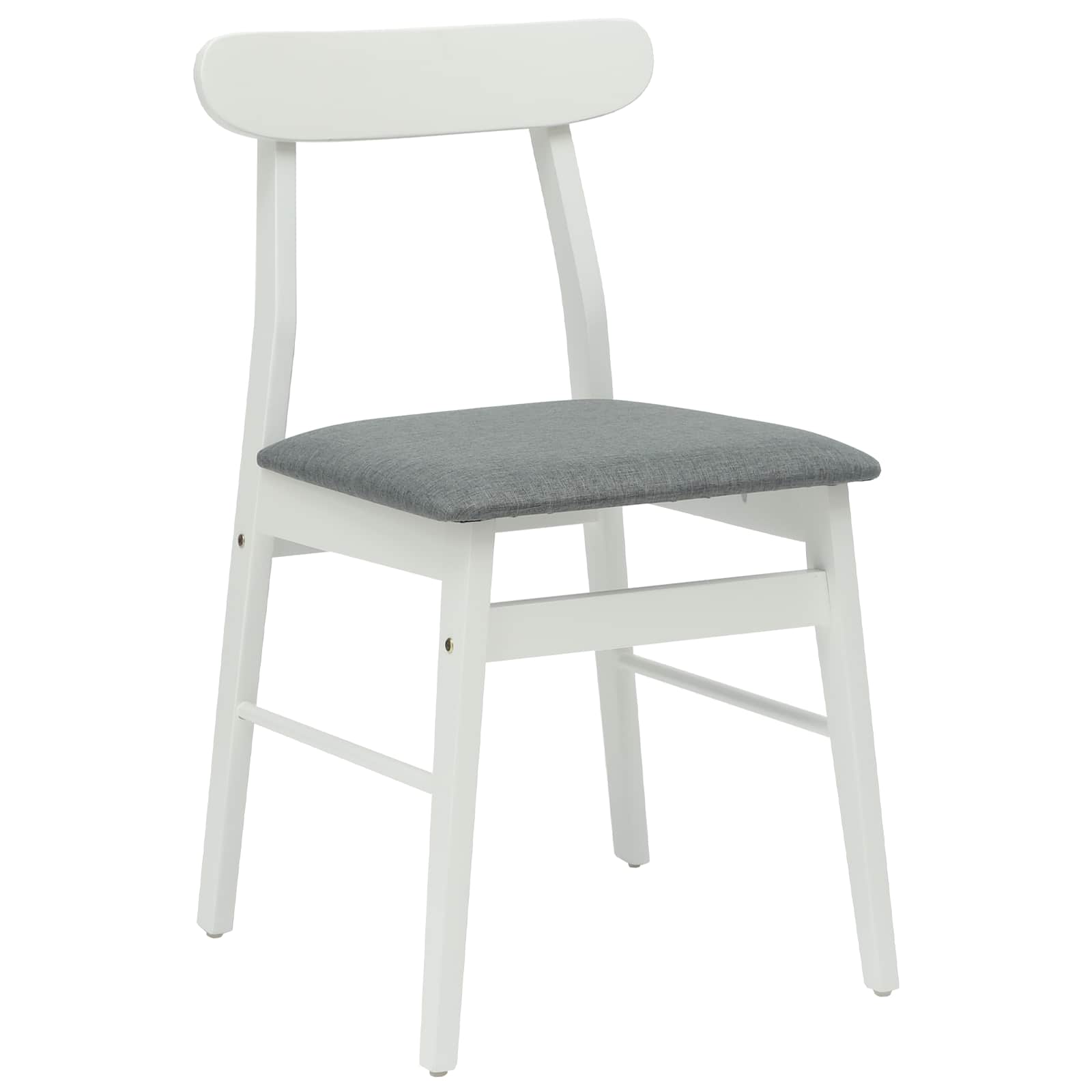 Scaun de sufragerie 2 pcs Alb si gri Lemn Solid de Cauciuc — imaginea 4