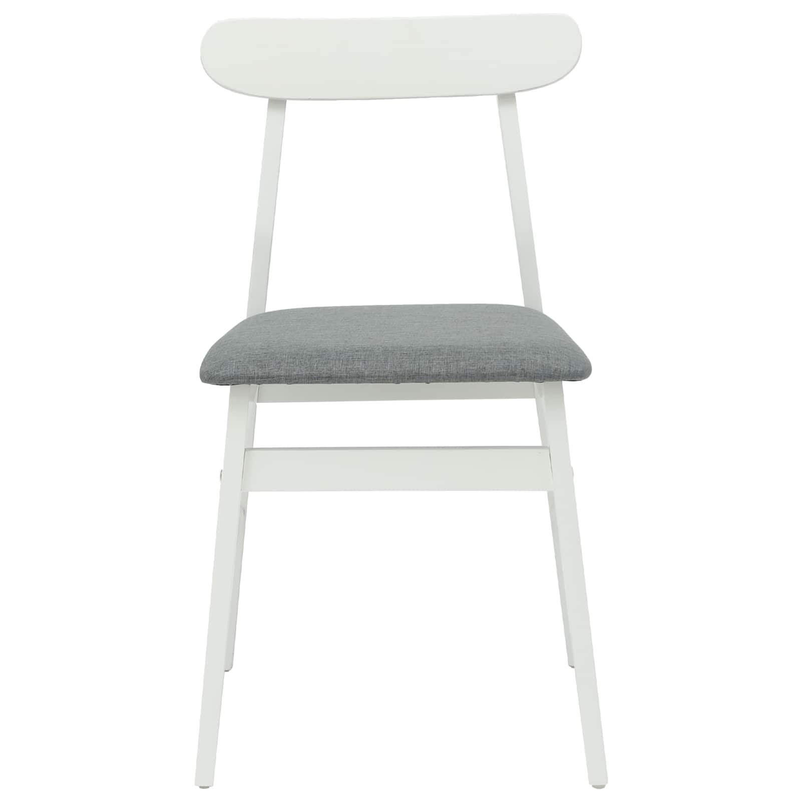 Scaun de sufragerie 2 pcs Alb si gri Lemn Solid de Cauciuc — imaginea 5