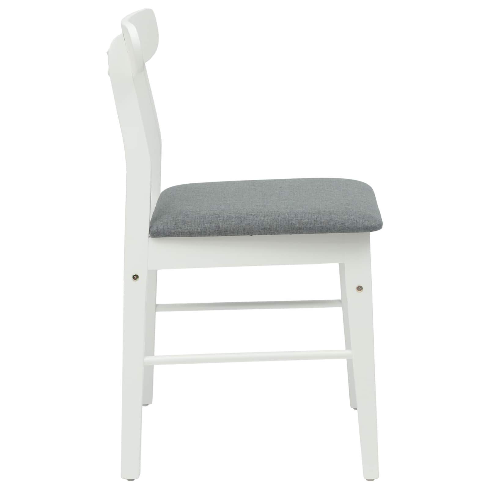 Scaun de sufragerie 2 pcs Alb si gri Lemn Solid de Cauciuc — imaginea 6
