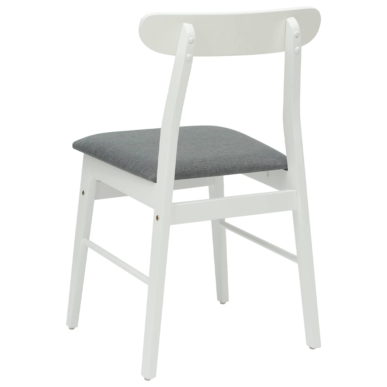 Scaun de sufragerie 2 pcs Alb si gri Lemn Solid de Cauciuc — imaginea 7