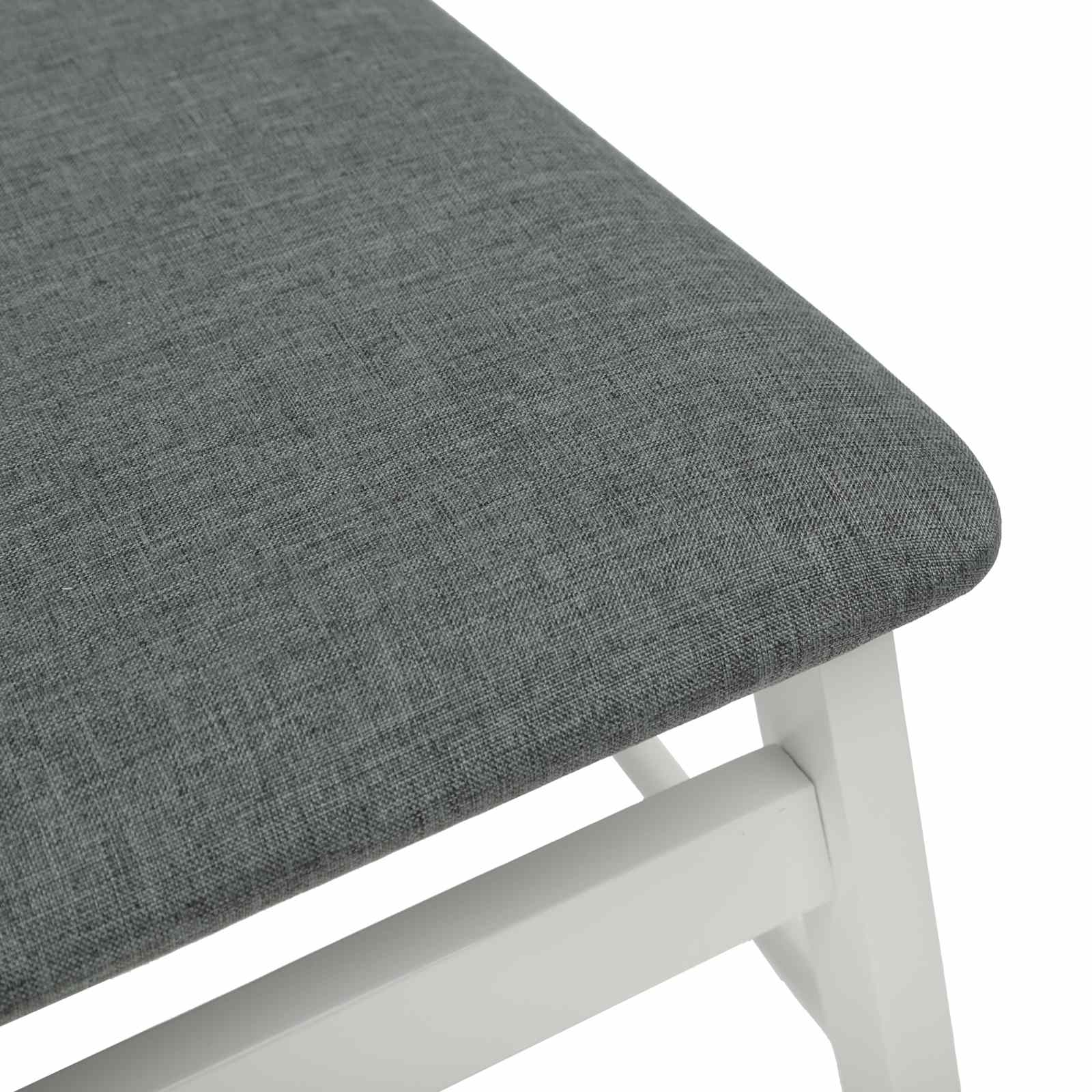 Scaun de sufragerie 2 pcs Alb si gri Lemn Solid de Cauciuc — imaginea 8